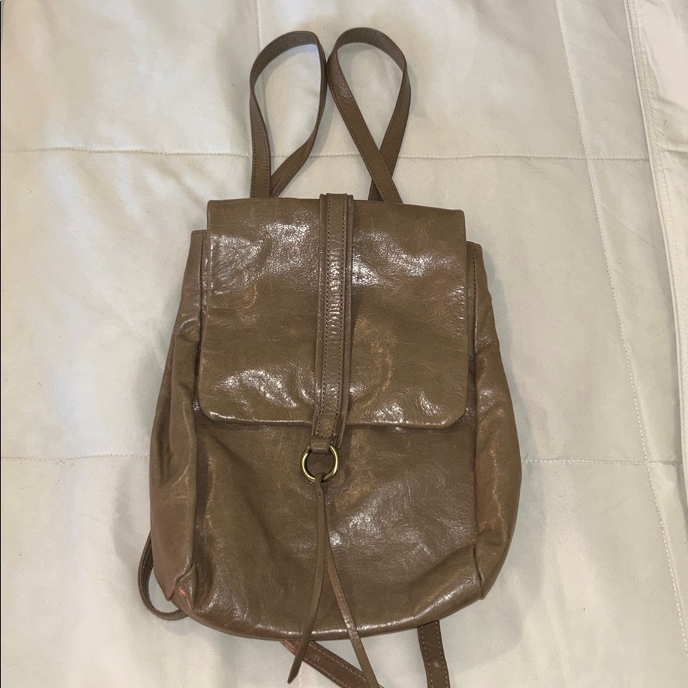 HOBO Taupe Leather Bag with Floral Lining